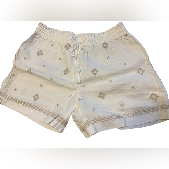 J. McLaughlin Creme Linen Embroidered Shorts — Size M - Picture 4 of 4